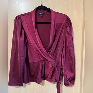 Adiva - Satin-like Burgundy Blouse